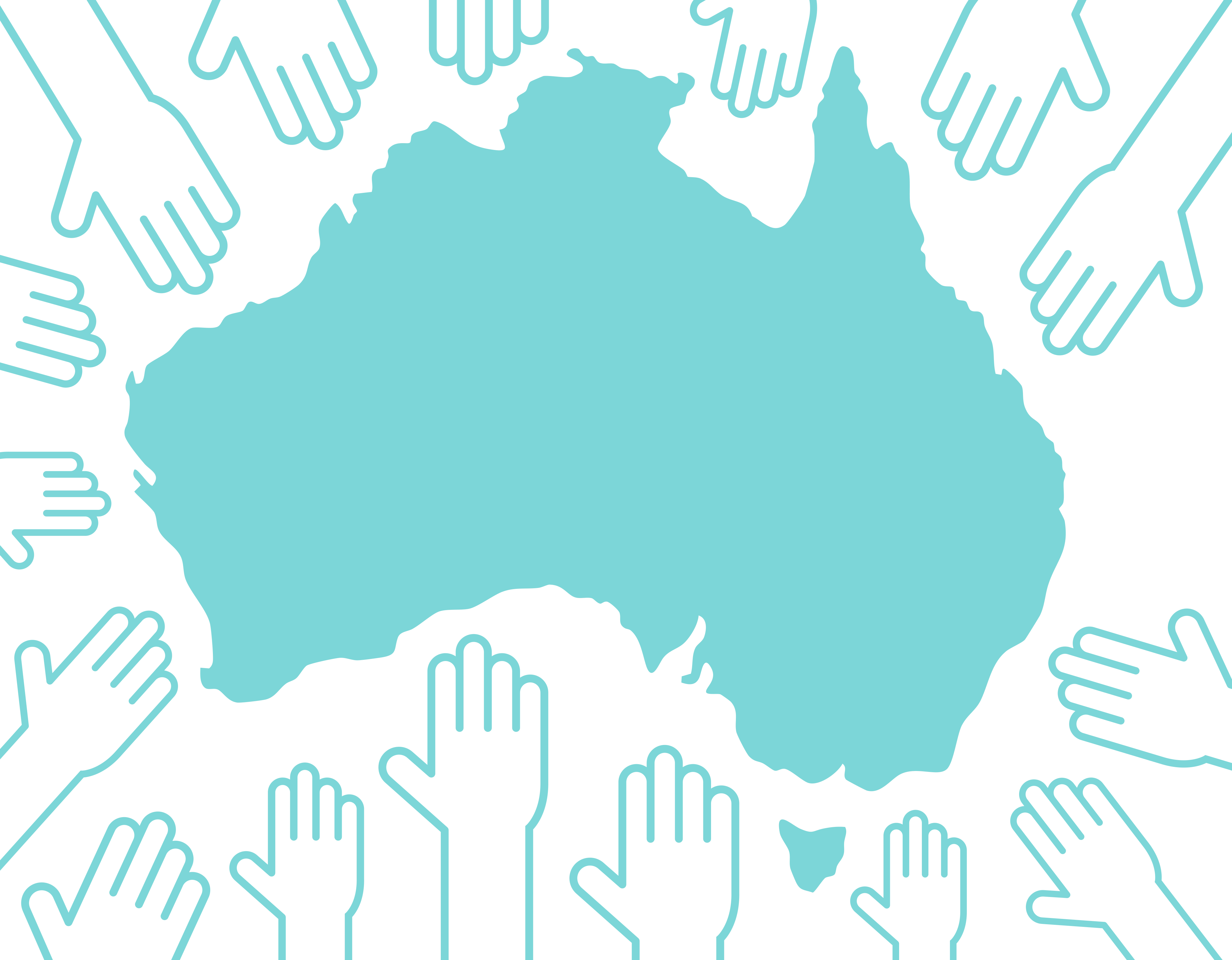 Hands and Australia map